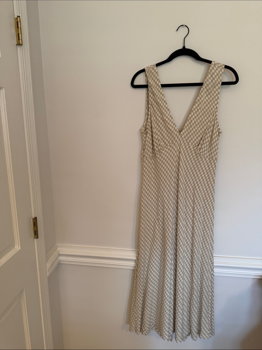 Rails Beige Gingham Midi Dress